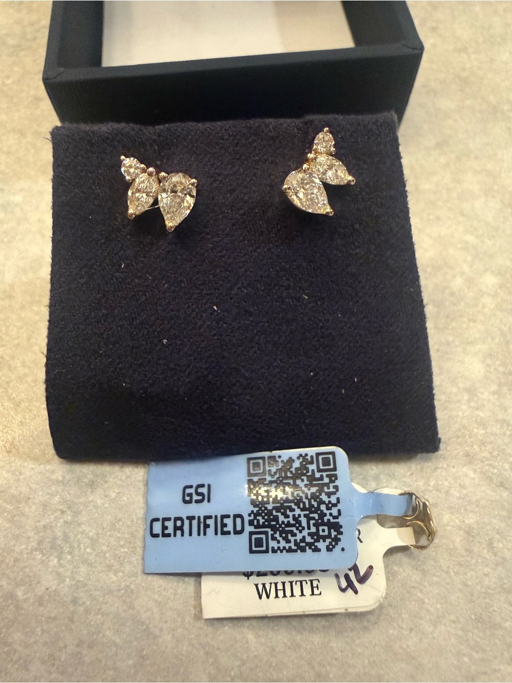 White Diamond Cluster Stud Earrings - GSI Certified